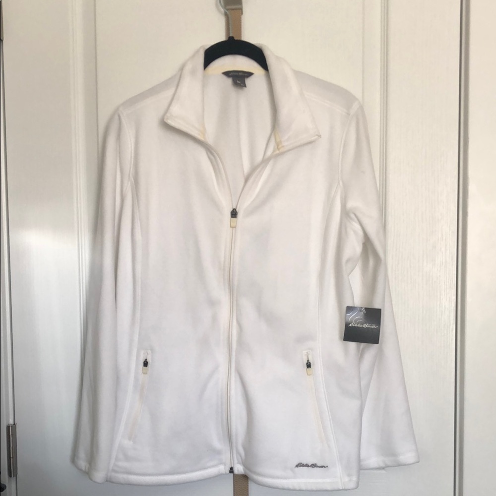 Eddie Bauer Women's White Fleece Jacket size LP